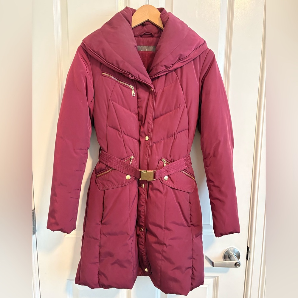 Cole Haan Burgundy Puffer Coat